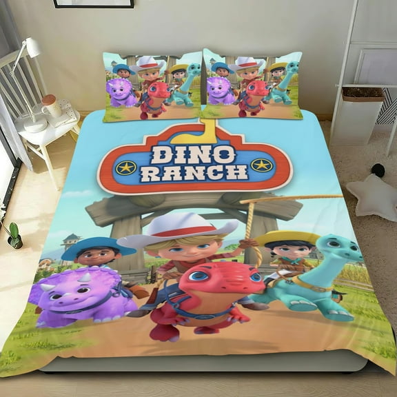 dino ranch edit Themed Bed Sheet Set Three Piece Set 53x79 In ches Comfortable And Skin Friendly Unique Design Creating A Star Gifts For Family Friends fans