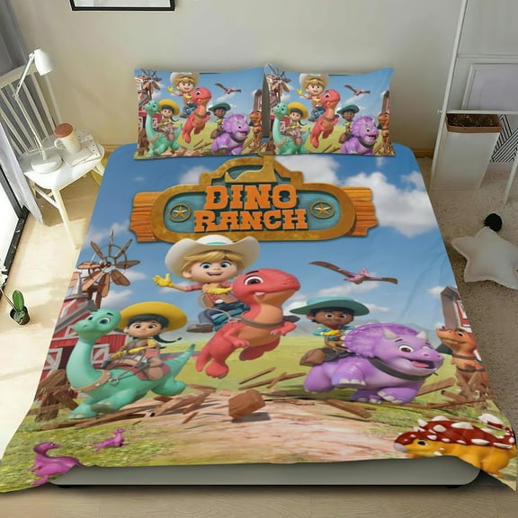 dino ranch edit Themed Bed Sheet Set Three Piece Set 68x86 In ches Comfortable And Skin Friendly Unique Design Creating A Star Gifts For Family Friends fans