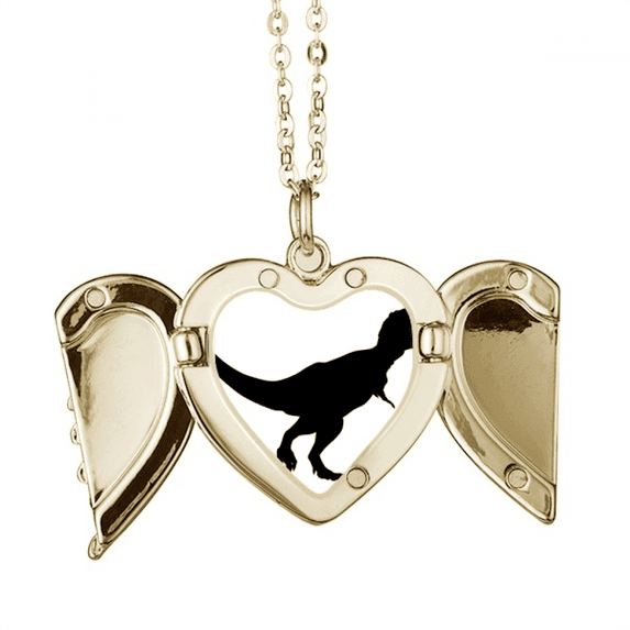 dinosaur black bs b folded wings peach heart pendant necklace