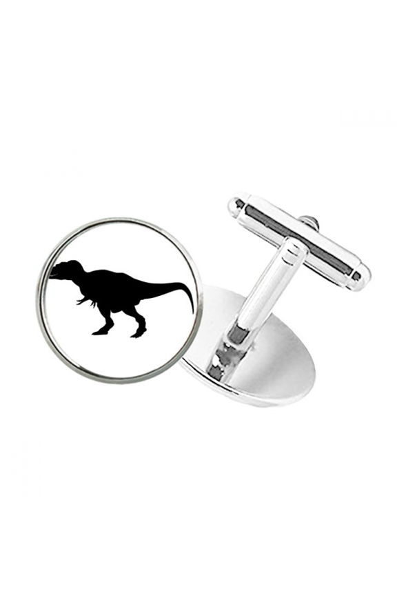 dinosaur bs curly outline round button cuff clip stud cufflinks