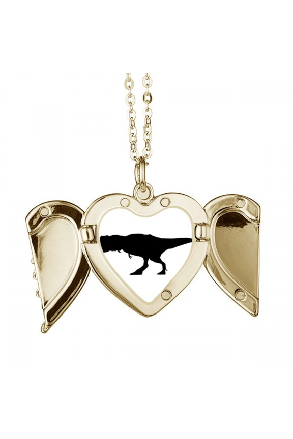 dinosaur bs miniature run folded wings peach heart pendant necklace