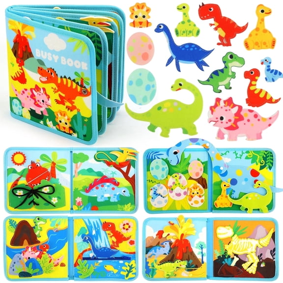 Toy Life Dinosaur Busy Book for Babies 6 Months+, Montessori Sensory Toy for Infants & Toddlers, Soft Felt Interactive Activity Book for Early Learning, Fine Motor Skills, Boys Girls Gift187