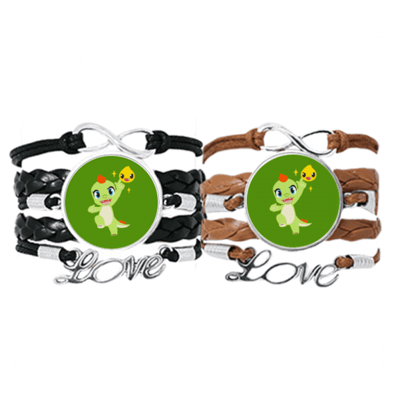 dinosaur kingdom love you bracelet hand strap leather wristband double set