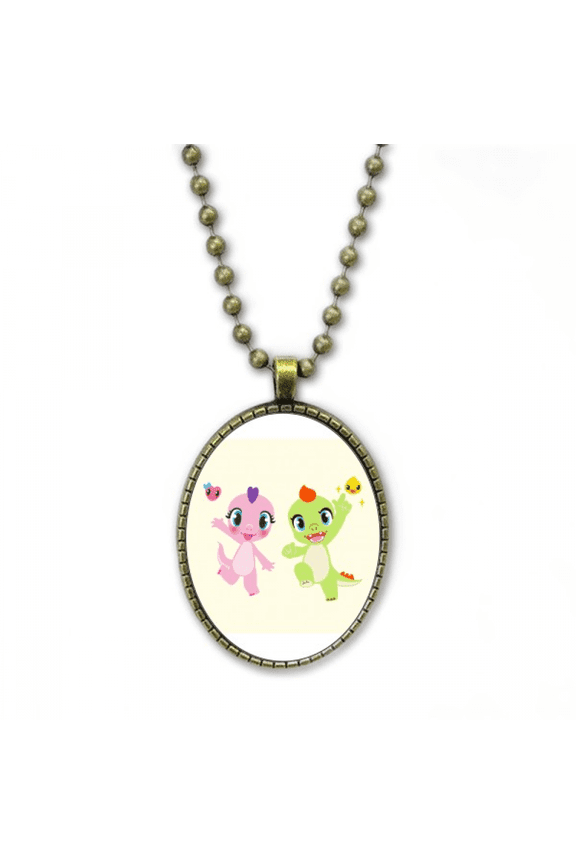 dinosaur kingdom love you necklace vintage chain bead pendant jewelry collection
