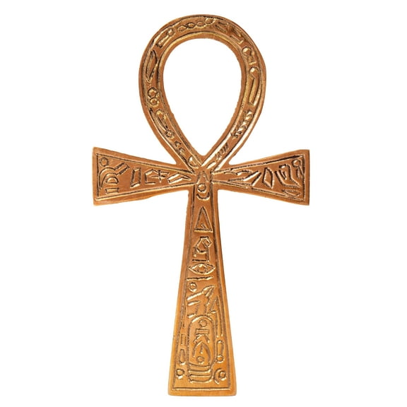 diollo Brass Egyptian Ankh Crux Ansata Symbol of Life Collectible Hieroglyphic Coptic Cross Size 4 x 2.25 Inches, Golden