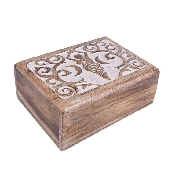 diollo Wood Handmade Wooden Small Jewelry Box for Women Jewel Organizer Trinket Box Antique Wooden Color || Size: 7 X 5 X 2.25 Inches