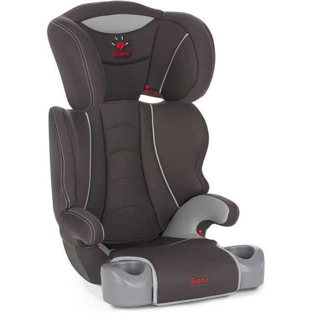 diono hip high back booster car seat with cup holders, slate