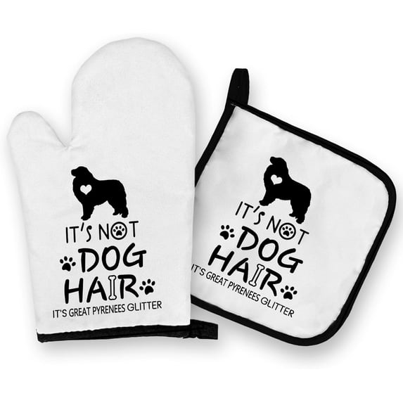diraou Funny Great Pyrenees Oven Mitts and Pot Holders Sets, Great Pyrenees Gifts Kitchen Decor Accessories, Great Pyrenees Heat Resistant Oven Gloves Hot Pads for Kitchen Cooking Baking Grilling