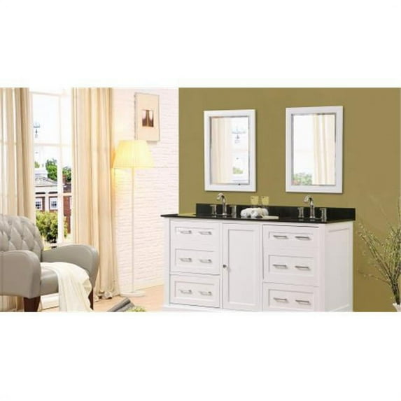 direct vanity 5060d14-wbk-2m 60 in. winslow vanity in white with granite vanity top in black with white basin & mirrors