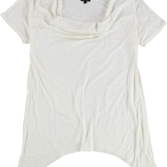 dirty violet Womens Burnout Cowl Neck Basic T-Shirt, White, Small