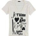 thumbnail image 1 of dirty violet Womens Je T'aime Graphic T-Shirt, Off-White, Medium, 1 of 2
