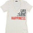 thumbnail image 1 of dirty violet Womens Life Love Happiness Graphic T-Shirt, Multicoloured, Small, 1 of 2