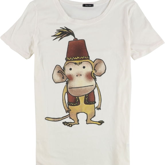 dirty violet Womens Monkey Graphic T-Shirt, Off-White, Small