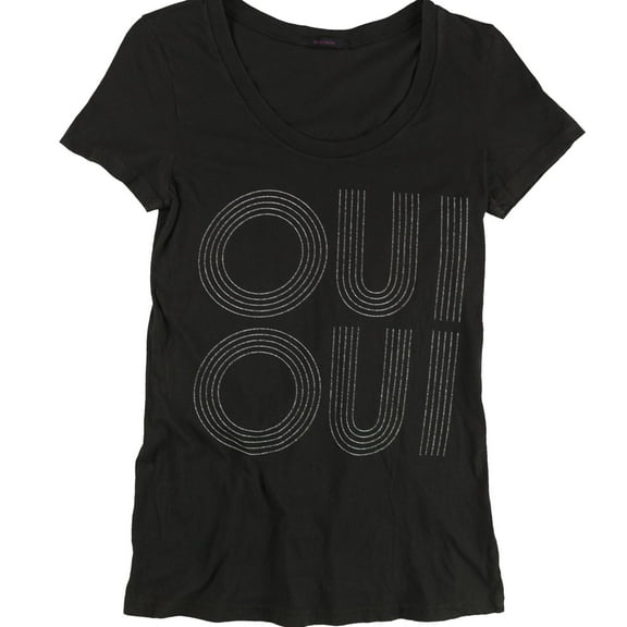 dirty violet Womens Oui Oui Graphic T-Shirt, Black, Medium