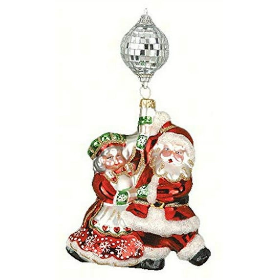 disco dancing mr and mrs claus ornament
