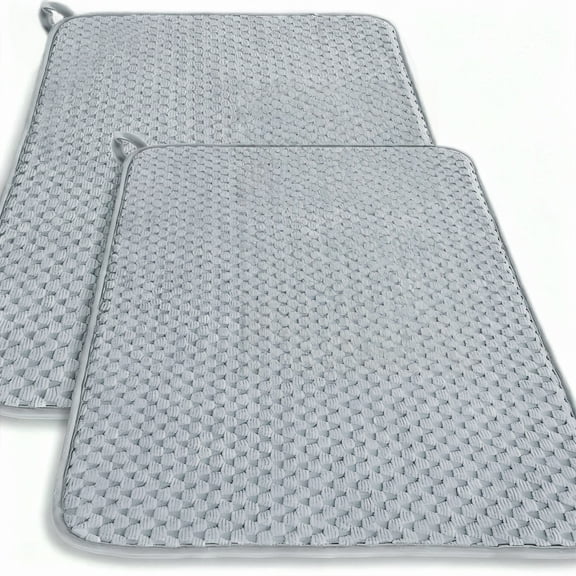 Behome Dish Drying Mat, 2 Packs Large Dish Drying Mat, 18x24 Inch Large Size Highly Absorbent Dish Drainer Mat for Kitchen Counter, Gray