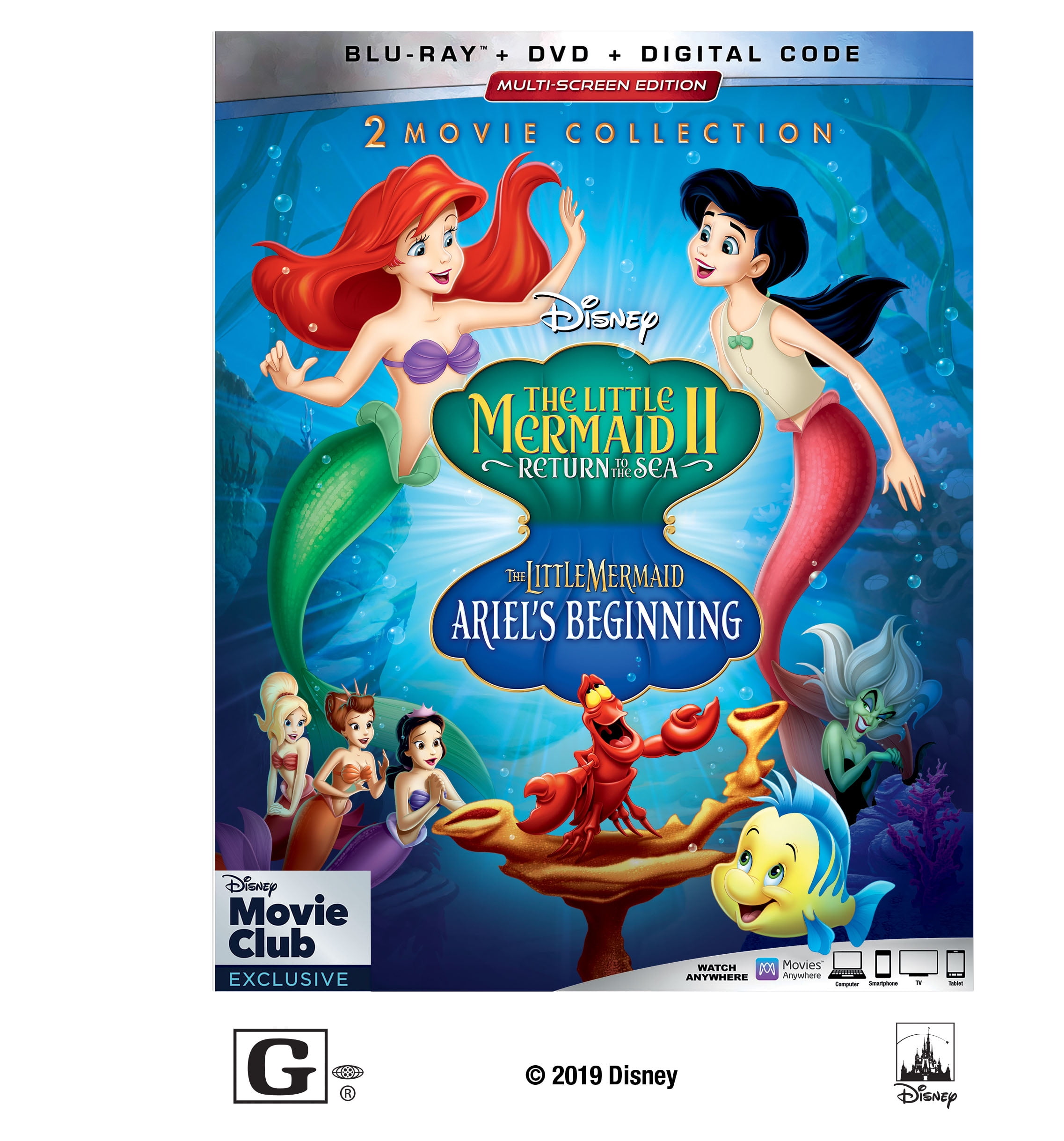 The Little Mermaid II Return to the Sea The Little Mermaid Ariel s Beginning Blu ray DVD Digital Code