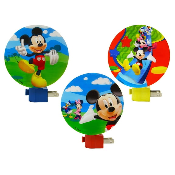 disney mickey mouse multicolored plastic wall nightlights (pack of 3)