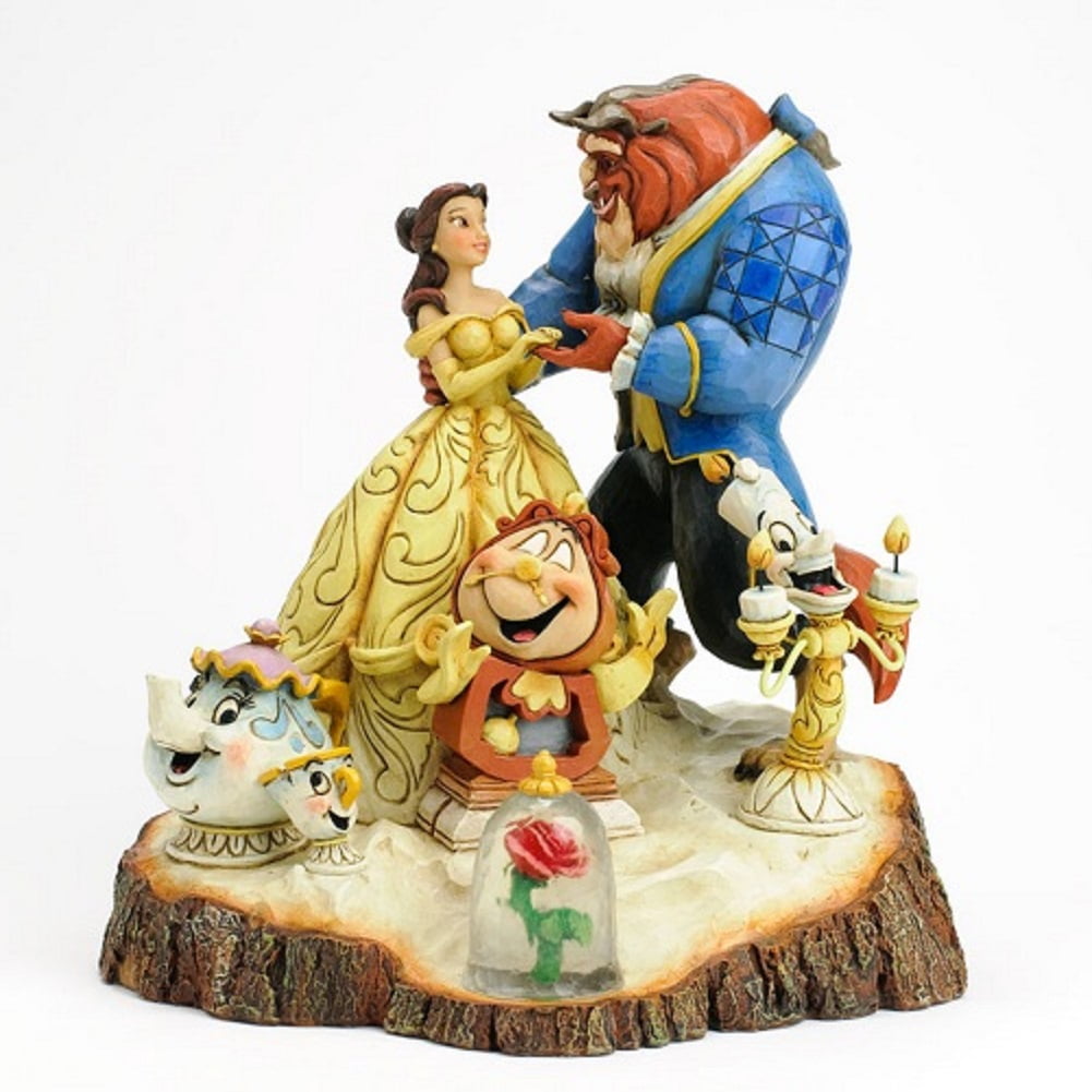 Disney Traditions by Jim Shore Beauty and the Beast Carved by Heart Stone  Resin Figurine, 7.75”