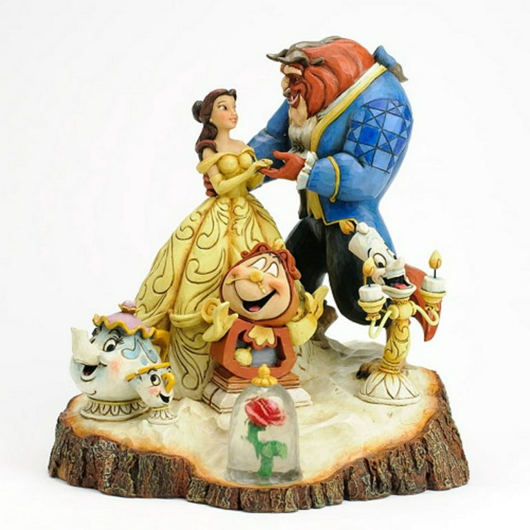 disney traditions by jim shore beauty and the beast carved by heart stone  resin figurine, 7.75