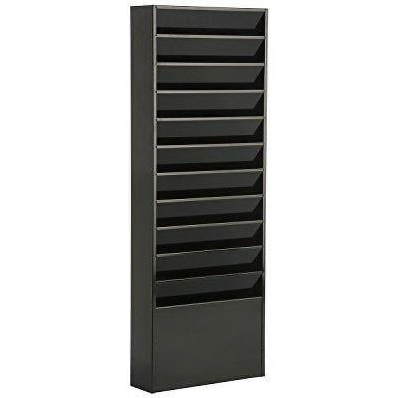 Black Steel 11-Pocket Wall Mounted File Holder