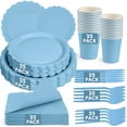 thumbnail image 1 of Inadays 175Pcs Disposable Party Supplies Includes Blue Paper Plates Cup Napkins Forks Spoons Knives, Dinnerware Set for Garden Party Birthday BBQ Baby Shower Wedding, Serve 25 Guests, 1 of 7