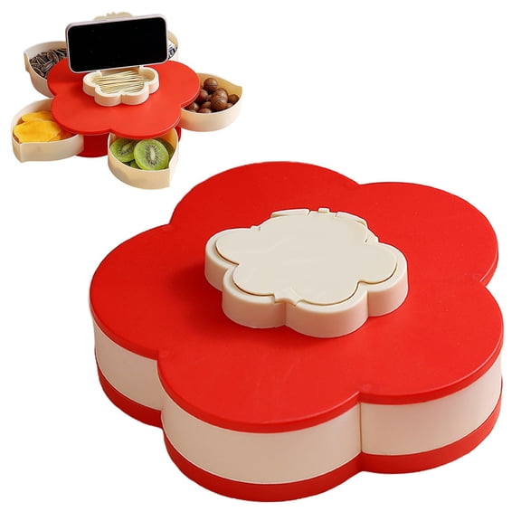 divided spin and snack serving tray,fruit tray,toddler snack containers, rotating snack container, serving trays for party,crawfish trays for Snacks, Dips & Party, Multi-Compartment Food Organizer