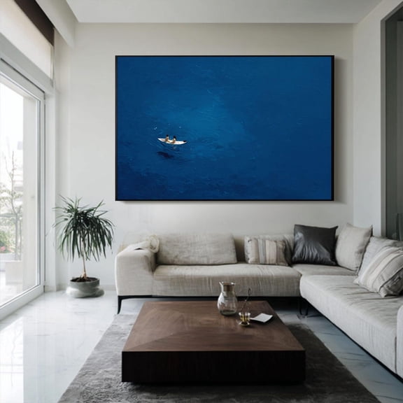 diving diving wall art swimming boy and girl blue white abstract art diving swimming in the ocean handmade wall art Poster Decor, Unframed Poster Size 16x24 F03.1.22l834