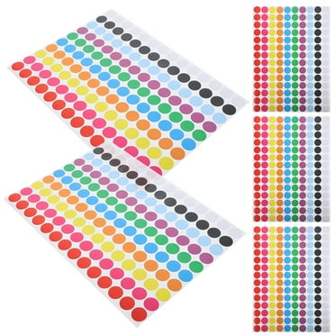 diy color stickers 5 Sheets of Circle Dot Stickers Label Dot Stickers Colored Coding Labels Round Dot Stickers Dot Decals (11.57X8.46X0.04Inch)