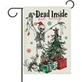 thumbnail image 1 of diyeu Christmas Gothic Skeleton Decorative Garden Flag, Dead Inside But Merry Xmas Tree Gifts Skull Yard Outside Home Decoration, Funny Winter Holiday Burlap Outdoor Small Decor Double Sided 12x18, 1 of 6