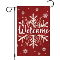 diyeu Christmas Winter Welcome Garden Flag 12x18 Inch Double Sided Burlap, Snowflake Yard Flags for Holiday Xmas Yard Outdoor Decoration(ONLY FLAG)