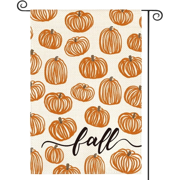 diyeu Fall Garden Flag 12x18 Inch Double Sided Outside, Rustic Autumn Pumpkins Seasonal Yard Outdoor Flag