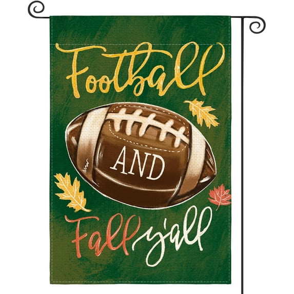 diyeu Fall Garden Flag 12x18 Inch Football And Fall Y''all Double Sided Outside, Autumn Seasonal Rustic Yard Outdoor Decorative Flag
