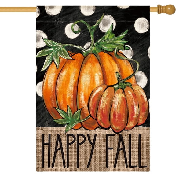 diyeu Happy Fall Pumpkin Garden Flag 12x18 Inch Double Sided Outside, Seasonal Thanksgiving Holiday Yard Outdoor Decorative Flag