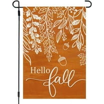 diyeu Hello Fall Garden Flag 12x18 Inch Double Sided Small Burlap for Outside Autumn Leaves Orange Holiday Yard Decoration