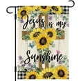 thumbnail image 1 of diyeu Jesus Is My Sunshine Garden Flag Summer Sunflower Garden Flag 12x18 Inch Double Sided Burlap Jesus Christ Cross Yard Flag for Outside Farmhouse Seasonal Holiday Outdoor Decoration, 1 of 6