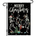 thumbnail image 1 of diyeu Merry Christmas Skeleton Garden Flag Funny Skull Garden Flag 12×18 Inch Double Sided Vertical Burlap Farmhouse Yard Flag Christmas Winter Outdoor House Decoration, 1 of 6