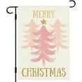 thumbnail image 1 of diyeu Pink Merry Christmas Evergreen Tree Garden Flag 12×18 Inch Double Sided Rustic Farmhouse Yard Flag Christmas Winter Outdoor Decor, 1 of 6