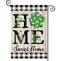 diyeu St Patricks Day Garden Flag Burlap Vertical Double Sided Shamrock Lucky Green Clover Garden Flag Holiday Yard Flag Outside Outdoor Decor 12.5x18 Inch