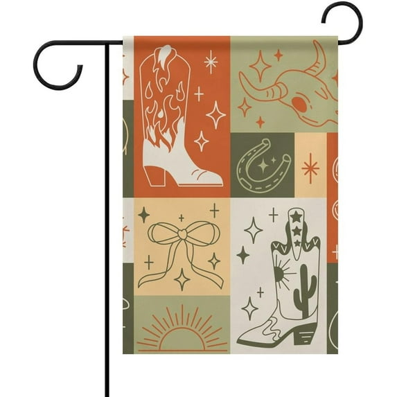 diyeu Vintage Cowboy Cactus Garden Flag 12 X 18 in Boho Garden Flags Double Sided Yard Flag for Home Party Porch Yard Outdoor Holiday Decor