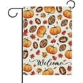 thumbnail image 1 of diyeu Welcome Fall Football Pumpkin Decorative Garden Flag, Autumn Sport Game Day Maple Leaves Yard Outside Home Decoration, Rugby Seasonal Burlap Outdoor Small Decor Double Sided 12 x 18, 1 of 6