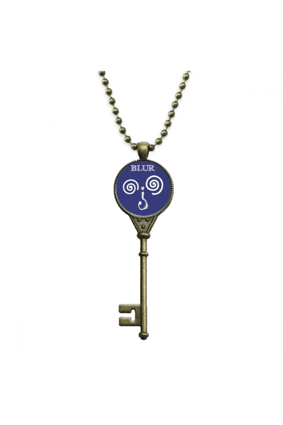 dizzy blue emotion question mark key necklace pendant tray embellished chain