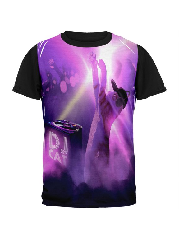 dj kitty cat club adult black back t-shirt