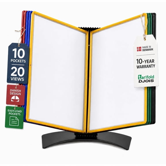 Djois by Tarifold Desktop Reference Organizer, 10 Double-Sided Pockets, Letter Size, Assorted Colors