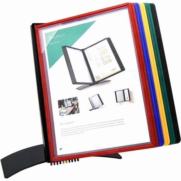 Tarifold Desktop Reference & Display System, 10 Double-Sided Pockets, 20 Sheet Capacity, Expandable, Durable Metal Base & Polypropylene, Letter Size, Made in France, Assorted