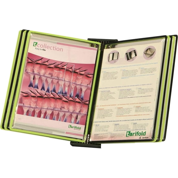 Djois® Wall Mount Reference System, Letter-Size, 10 Pockets, Black and Green