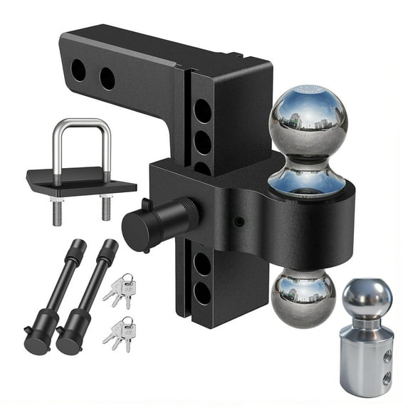 UPGRADED Djustable Trailer Hitch, Fit For 2 Inch Receiver, 8-Inch Drop/Rise, Aluminum Drop Hitch, 12,500 Lbs Gtw - Tow Hitch For Trailer