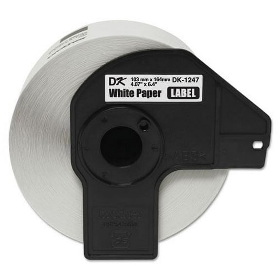 dk1247 label tape, 4.07" x 6.4", black on white, 180 labels/roll | Bundle of 5 Each