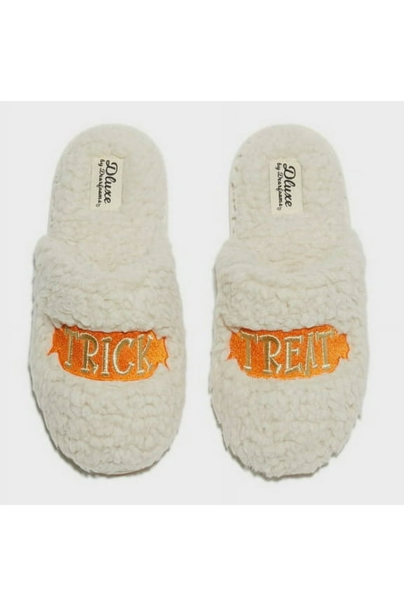 dluxe by dearfoams Women's Halloween Trick or Treat Slippers - Cream S