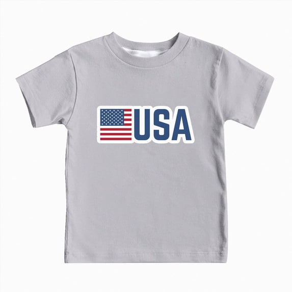 dmqupv 4th of July Shirts for Boys Button Down Kids Boys Shirts Toddler American Flag T Shirt Patriotic Short Sleeve Tees Cotton Top Clothes Grey,8-9 Years